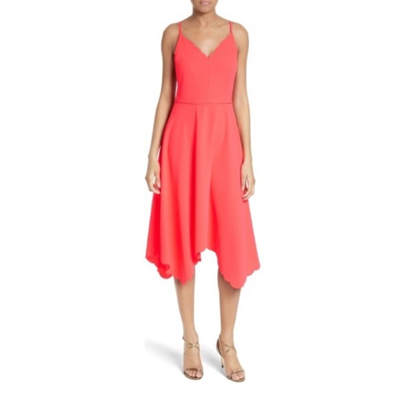 Ted Baker Simbah Laser-Cut Asymmetrical Coral Dress Sz-0-2 (Ted size-1) - Picture 1 of 7